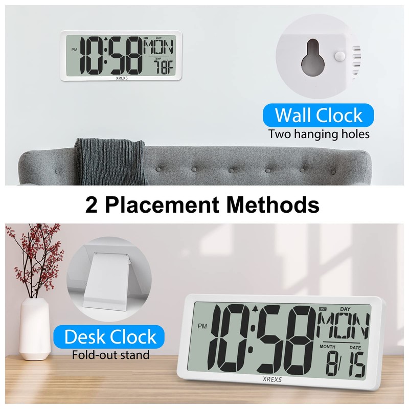 XREXS Digital Wall Clock with Backlight (Not Constantly Illuminated), 14.17