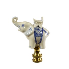 Blue and White Elephant Lamp Finial Porcelain 2.5" h