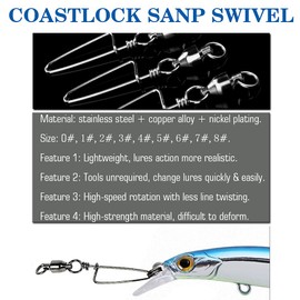 AMYSPORTS Saltwater Connector Fishing Snap Swivel High Strength Snaps Swivel Freshwater Ball Bearing Fishing Swivels Stainless Steel Corrosion Resistant Black Nickel 50pcs 320lbs