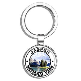 HJ Media Round Jasper National Park (Travel rv Hike Alberta Canada) Metal Round Metal Key Chain Keychain Ring
