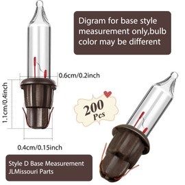Mudder 200 Pieces 2.5v Replacement Winter Light Bulbs 50/100/150/200 Count Mini Incandescent Wire String Light Replacement Bulbs for Decoration Gifts(Brown Base with Warm White Bulb)
