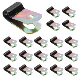 PATIKIL 1/4 Inch Vinyl Coated Cable Clamps, 50 Pack Galvanized Steel Metal Cable Clips Rubber Cushion Insulated Pipe Clamps for Tube Lines Cord Wire Management, Black