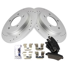 TRQ Rear Brake Pad & Rotor Kit Ceramic Premium G-Coated Compatible with 2017-2020 Hyundai Elantra 2017-2021 Ioniq 2017-2019 Kia Niro