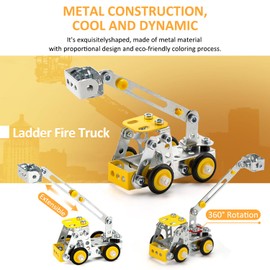 Microworld Engineering Excavator Metal Construction Kit, Stem Toys for Kids Age 5 6 7 8 9+, Building Block Kit Stem Activities Projects Boy Toys Age 4-8 5-7 6-8 8-10 Creative Set Educational Gift
