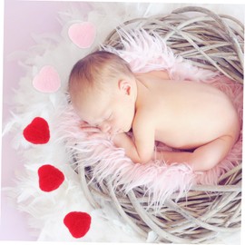 DOITOOL 4sets Wool Felt Heart Decorations for Photography Adorable Red Pink Heart Props for Crafts DIY Projects and Parties 24pcs*4