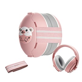 Robofun 2-in-1 Ear Protection Baby Headphones, Newborn Earmuffs with Noise Cancelling & Adjustable Headband, Baby Headphones Noise Protection for Babies up to 48 Months - Pink, pink, Unit size