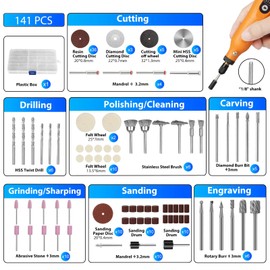 141 PCS Rotary Tool Accessories Kit, 1/8 Inch Shank Electric Tool Accessories Compatible with Dremel Rotary Tool, Universal Fitment for Engraving, Grinding, Sanding, Cutting, Poinshing