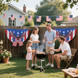 JEGERMIG 2x3 FT Patriotic Eagle American Flag Banner Indoor Outdoor Bunting Decoration Red White Blue