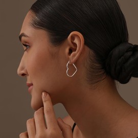 LeCalla 925 Sterling Silver Heart Hoop Earrings Jewelry Italian Small Love Theme Heart Hoops Earring for Women - 23mm