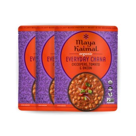 MAYA KAIMAL Organic Indian Tomato & Onion Everyday Chana | 10oz (PACK of 3) | Microwaveable, Ready to Eat, Fully Cooked Chickpeas | Vegan, Ready to Eat