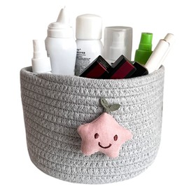 Cesto portaoggetti in corda di cotone, organiser cestini portaoggetti, perfetti per riporre oggetti di piccole dimensioni, per riporre la casa e riporre i cosmetici (grey)