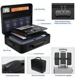 Sonhomay Fireproof Document Box, Fireproof and Water- Resistant Document Bag with Lock, Portable File Organizer Storage Box for Important Documents Certificates Laptop Passports