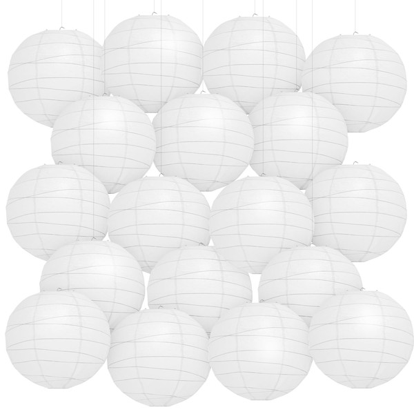 Encham Pack of 20 Paper Lanterns White 30 cm Large