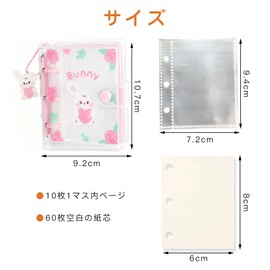 KUAIDHFK Sticker Notebook, A8, Transparent, Mini 3-Hole Binder, Clear Seal Notebook, Cute Sticker Binder, Girls, Cute, Removable, 10 Pages Inside, Plus, 60 Blank Paper Cores, Refillable, Seal Storage