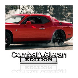 AICEL Combat Veteran Edition Car Emblem, 3D Metal Badge Decal for Auto Fender Tailgate Hood Trunk, Strong Adhesive Combat Veteran Letters Sticker Replacement, Car Exterior Accessories (Silver/Black)