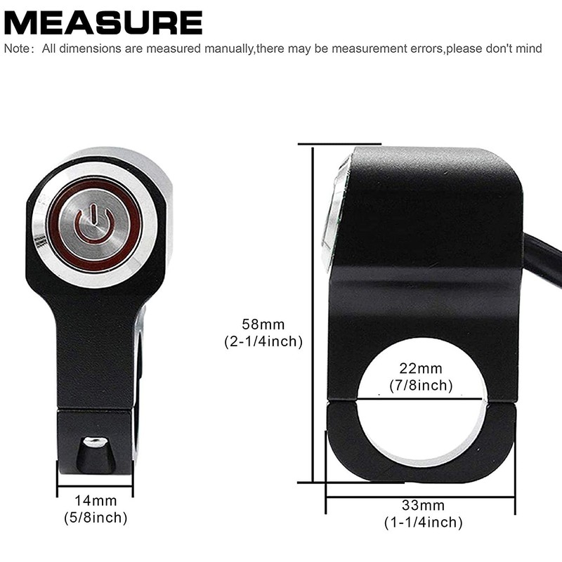 Greluma 1 x 12 V motorcycle ATV 22 mm (7/8