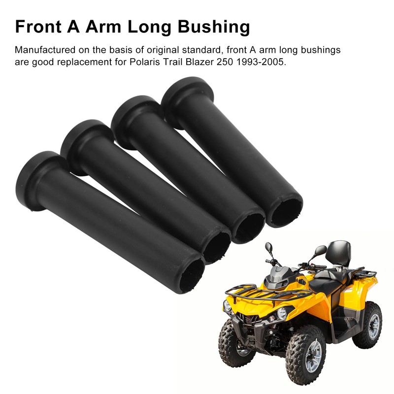 4pcs Front A Arm Long Bushing with Spacer Black Replacement