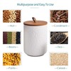 JOJUNO White Ceramic Canister Set with Wooden Lid, 3-Piece Airtight