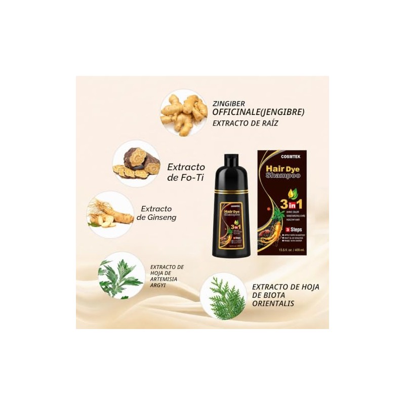 Meidu Champú Tinte Cabello Marrón Oscuro Gris Semipermanente Color Mujeres