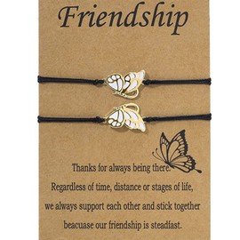 Friendship Bracelet, 2PCS Butterfly Best Friends Bracelets Matching Bracelets,BFF Bracelets Relationship Friendship Gifts for Best Friend Girls Women Mother Daughter (Gold)