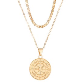 liveliwithmin Gold Layered Compass Pendant Necklace Rotate Compass Necklace for Women Men 2024 Graduation Gifts for Him Her Jewelry Gifts for Best Friends Students Granddaughter Daughter (gold)