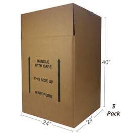 Uboxes Larger Wardrobe 24 x 40-Inches Moving Boxes, Bundle of 3