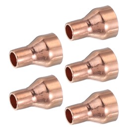 PATIKIL 5Pcs Copper Reducer 1/2" x1/4" ID Reducing Copper Coupling Fitting Pipe Adapter
