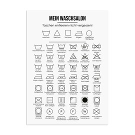 Nastami Poster, Laundry Symbols, Laundry Room Poster with Washing Instructions, Housewarming Gift (DIN A4)