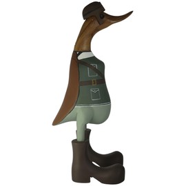 Brave Wings Hand Carved Wooden Bamboo Duck ~ WW2 Pilot Duck 25cm High ~ Ornament Sculpture Figurine Statue Unique Table Decoration Home Decor ~ 5215