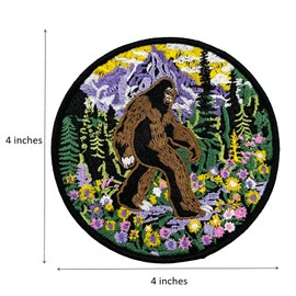 ReelFun 4'' Sasquatch Bigfoot Embroidered Iron On Patch for Clothing Backpack, Nature Outdoor Cryptid Badge