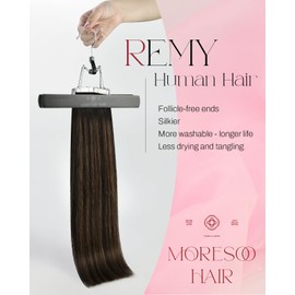 Moresoo Tape-In Real Hair Extensions, 40 Pieces, 100 g, Invisible Tape Extensions, #2/6/2 Darkest Brown and Chestnut Brown, 16 Inches, 40 cm, Fashion, Straight Hair, Silky Soft
