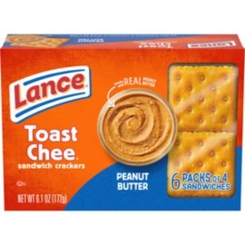 Lance Toast Chee Peanut Butter Sandwich Crackers 6 Pack Box 6.1 oz.  Lunch Snack
