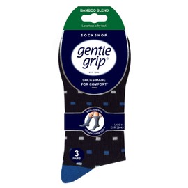 Gentle Grip Mens Striped Plain and Patterned Soft Breathable Bamboo Socks in Mulitpack of 3 Assorted Colours Sizes 6-11 Chilli Pepper 6-11 (SOMRM)