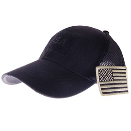 Anna-Kaci Camouflage Trucker Special Tactical Operator Forces USA Flag Patch Baseball Cap, Black Mesh, One Size