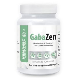 GabaZen - Suplemento Alimenticio GABA, Glicina, Inositol, Vitaminas B1 Y B3-100 Cápsulas Vegetales 650 mg c/ - Kosher Halal Vegetariano Vegano