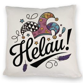 speecheese Karneval Kissen mit Helau Narrenhut Lustiges SofaKissen für Karneval und Fasching