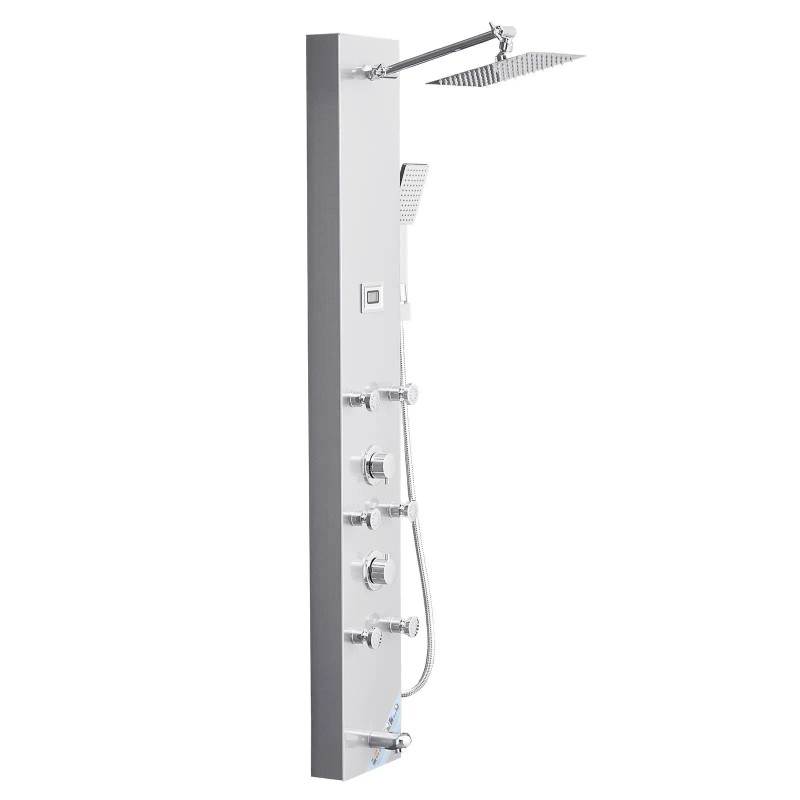 49 Brushed Stainless Steel Shower Column LED Rainfall Shower Head