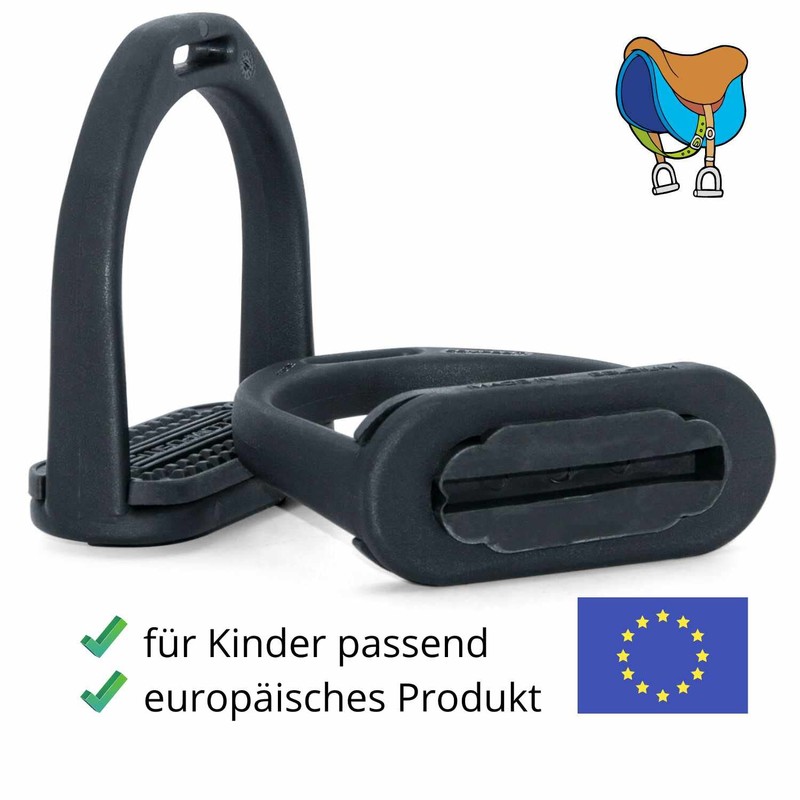 Children's Plastic Stirrups Compositi 10 cm Black