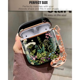 ZEKICE Airpod Case Cute Airpod 1st 2nd Generation case Cover Protective Shockproof Hard Cover Shell with Rose Gold Keychain Buds Case for Girl Women Men (Cute Flower)