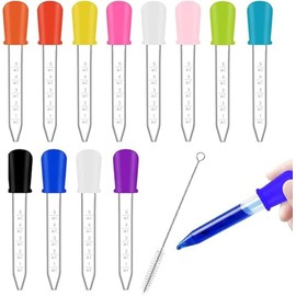 Cuentagotas Líquidas de Silicona, 12 Uds 5ml Cuentagotas de Transparente, Goteros de Plástico con Punta de Foco para Niños, Moldes de Gomitas de Caramelo, Manualidades