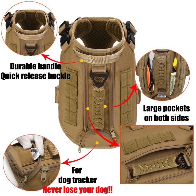 Tactical Dog Harness for Medium Large Dogs No Pull Adjustable