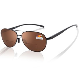 LianSan Polarized Premium Aviator Bifocal Reading Sunglasses for Men Women Retro Top Clear Sun Readers UV Protection(Polarized Black,1.5x)