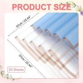 PATIKIL 20 Sheets Frosted Flower Wrapping Paper, Waterproof Gold Edge Bouquet Wrapping Paper Florist Supplies Packaging Paper for DIY Crafts Wedding Birthday Gift, Light Blue