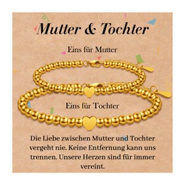 SUNSH 2/3 Pieces Mother Daughter Bracelet, Mother Daughter Gift, Back to School Gifts, Mother's Day Gift, Women's Bracelet, Mother Daughter Birthday/Back to School Gift, Heart Set, Stainless Steel, No