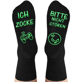 Funny Socks with Saying Bitte Nicht Stören Ich Game, Gaming Socks Gifts, Gamer Gift for Gamers Men Women Women, b
