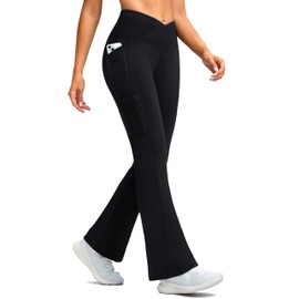 G Gradual Women's Fleece Lined Pants Water Resistant Winter Thermal Flare Leggings Hiking Snow Pants for Women 4 Pockets(Black 29-XS)