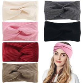 XSHAO® 6 Stück Stirnband Damen Sommer, Haarband Breit Stirnbänder Baumwollkreuz Stirnband Knoten Antirutsch Headbands für Yoga/Sport/Laufen/Exercise