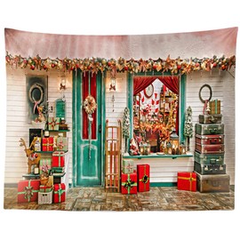 BELECO Christmas Store Tapestry Wall Hanging Santa Claus Presents Collections Gift Window Storefront Scene Xmas Art Wall Decor 92x70 Inch Christmas Party Decorations Bedroom Living Room Home Decor