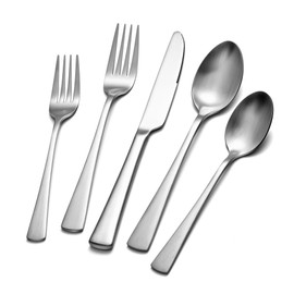 KINGSTONE 30-Piece Silverware Set, 18/10 Stainless Steel Flatware Set for 6, Matte Satin Finish Forged Cutlery Set Dishwasher Safe