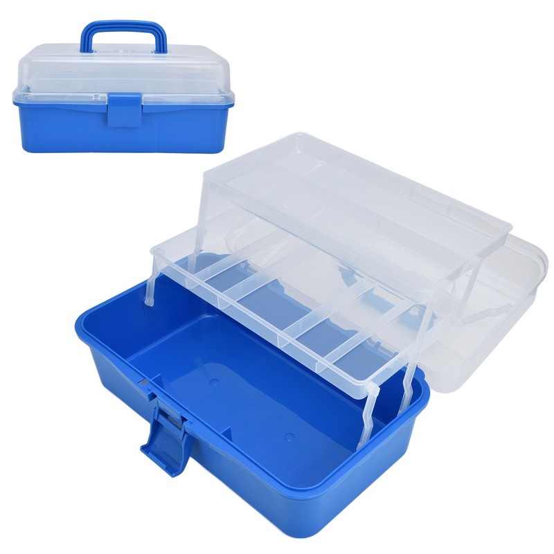 Plastic Storage Box Portable 3 Layer Folding Handheld Tool Organizer